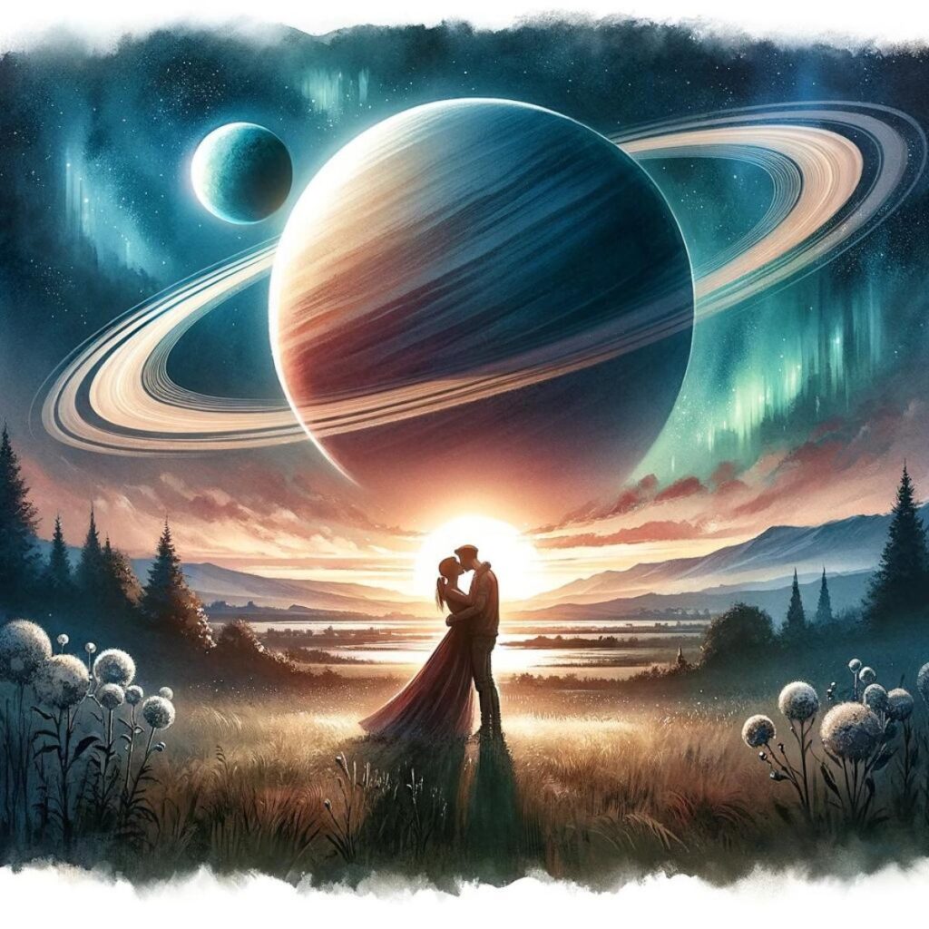 Bild eines Paares, das die Uranus-Sextil-Saturn-Synastrie symbolisiert