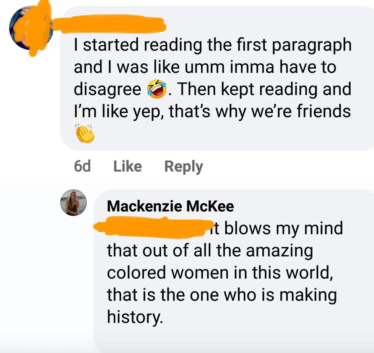 Rassistischer Kommentar von Mackenzie McKee im Internet
