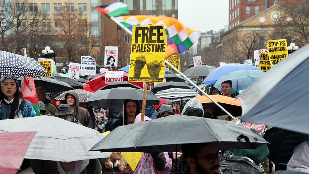 Protest gegen „Freies Palästina“ in New York City am 2. März