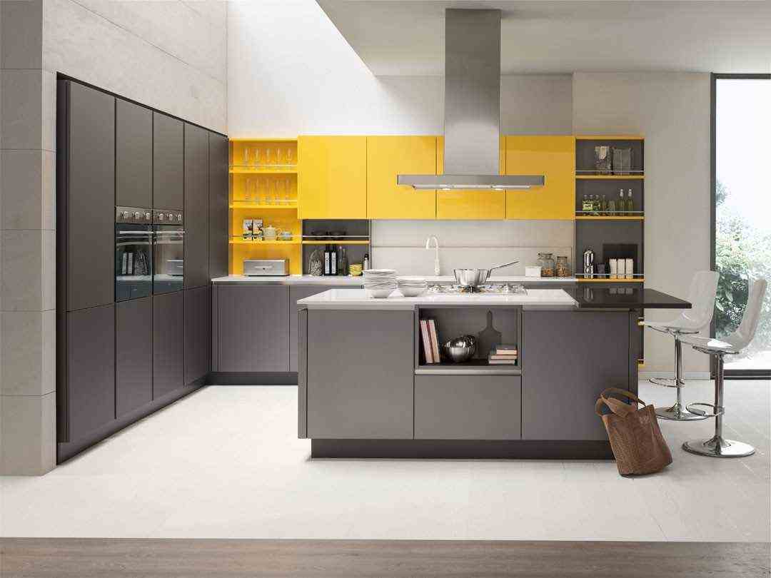 Gray And Yellow Kitchen 