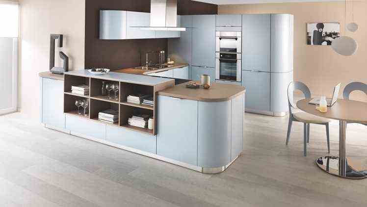 Sky Blue And Chocolate Kitchen