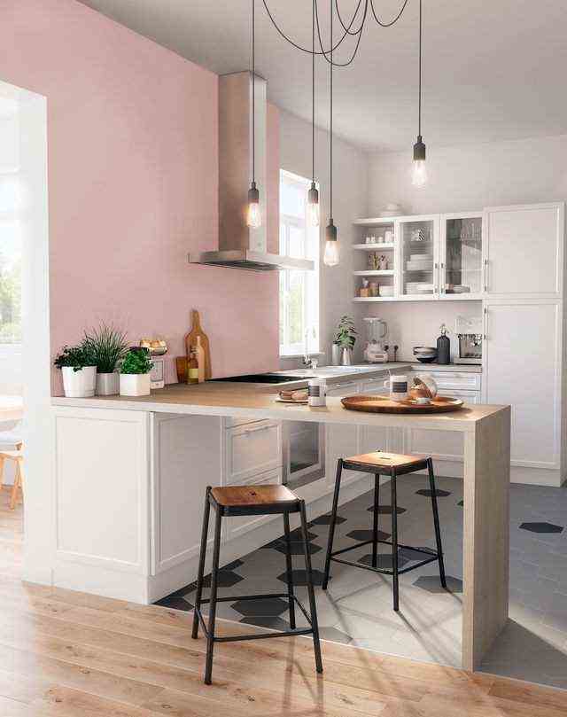 Pink And Pearl Gray Kitchen 