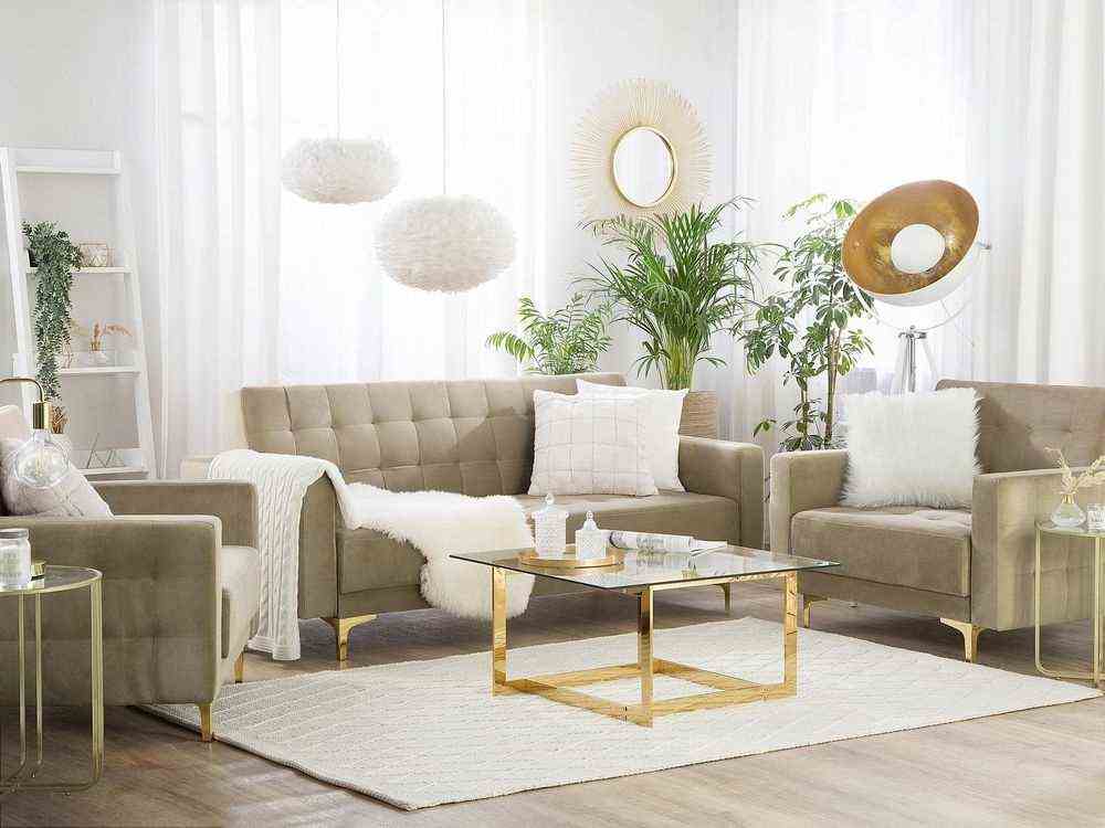 White And Beige Living Room Glamorous Atmosphere - 