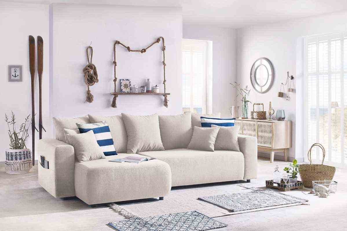 Beige And White Living Room By The Sea 