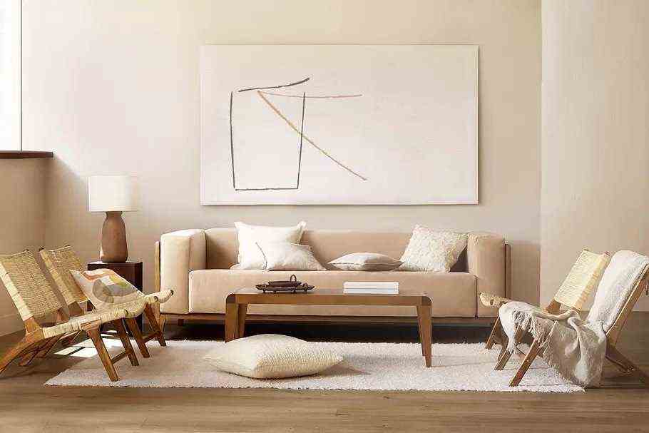 Contemporary Beige And White Living Room 
