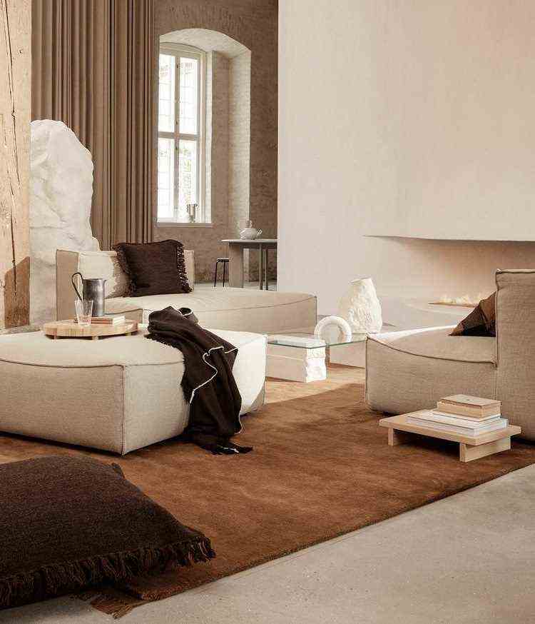 Beige And White Living Room Chocolate Textiles 