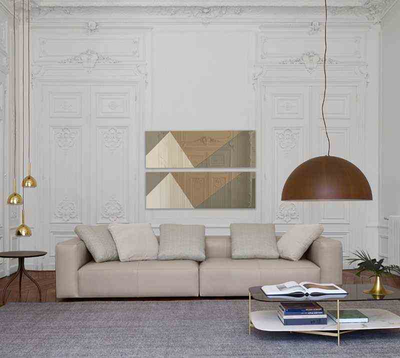 Beige And White Living Room Gold Touch