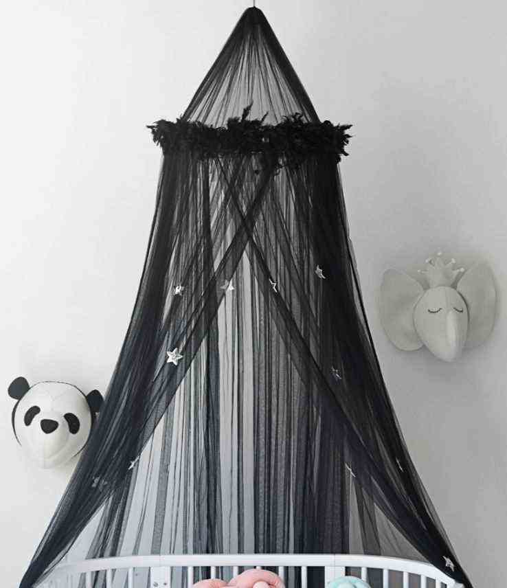 Baby Cot Canopy Black Transparent 