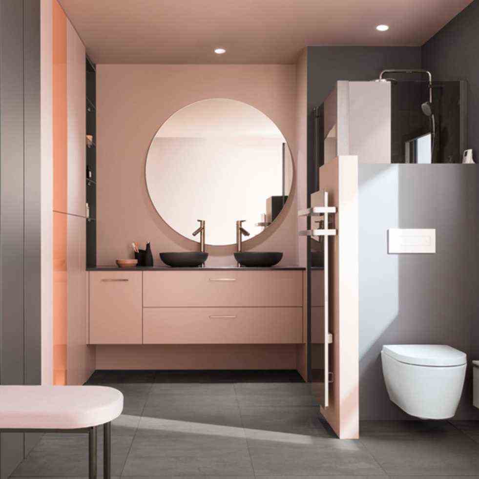 Trendy Pink And Gray Bathroom 