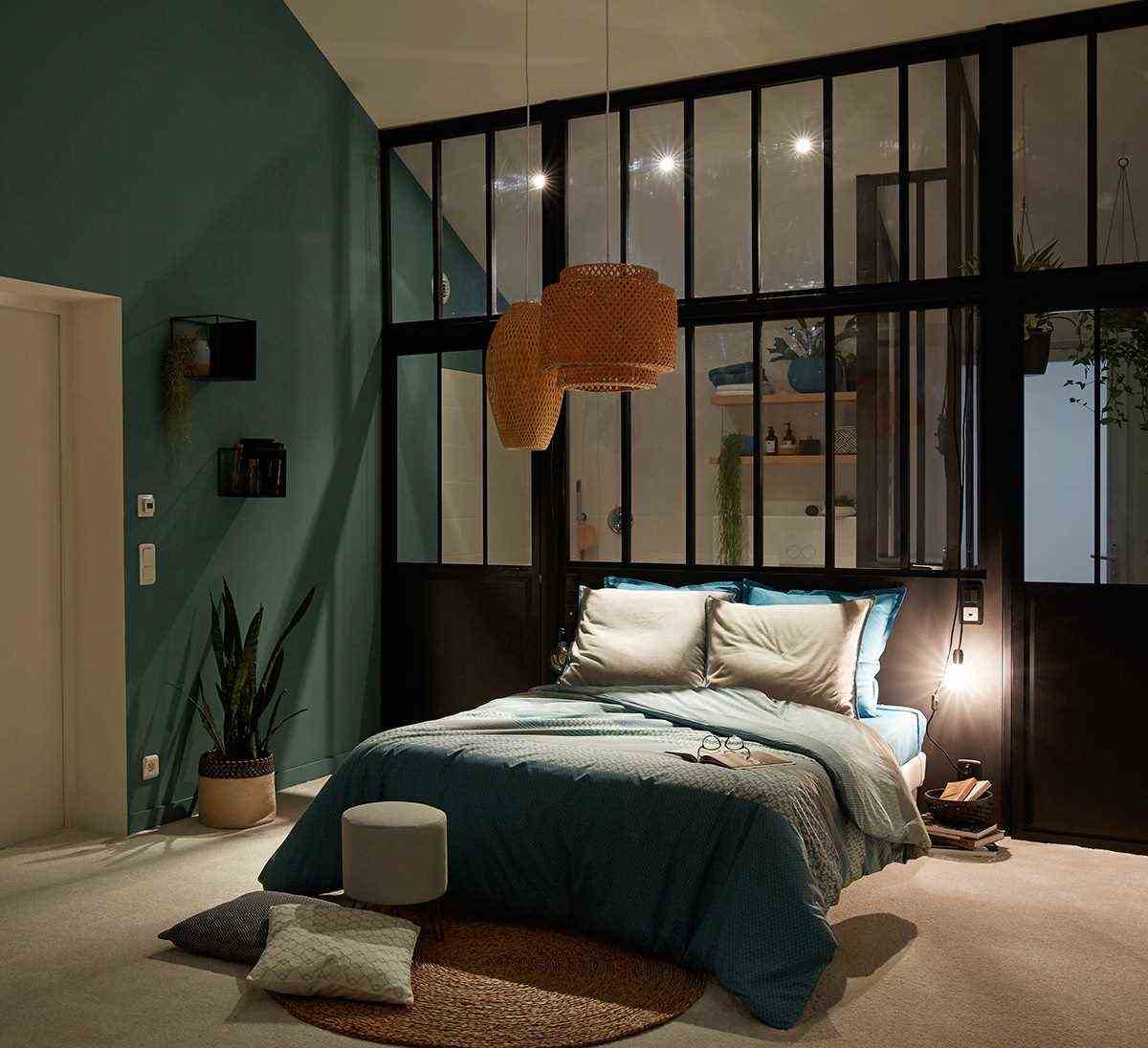 Bedroom With Canopy And Artificial Lighting Works 