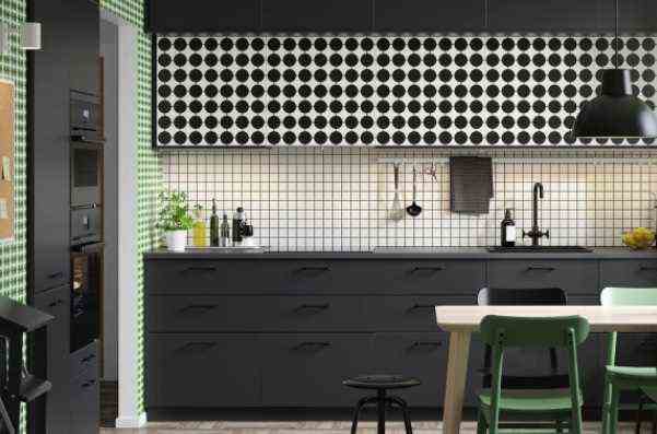 Black And White Kitchen With Hints Of Green