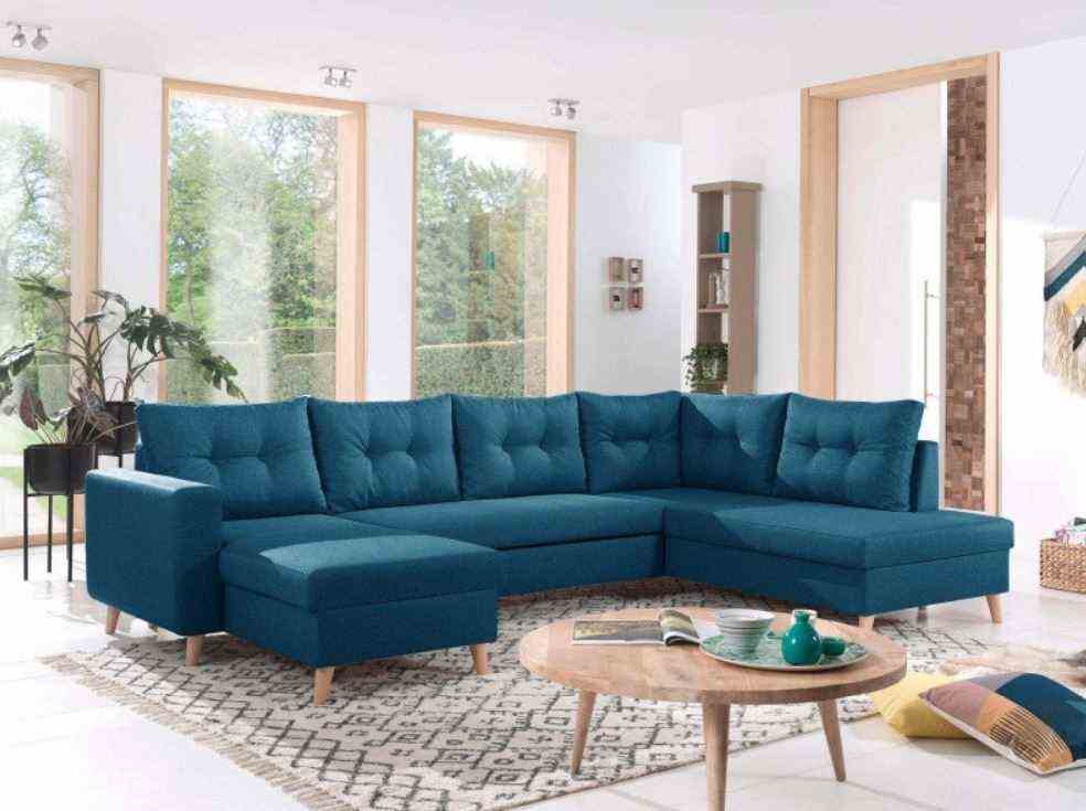 Scandinavian Duck Blue Sofa And Berber Carpet 