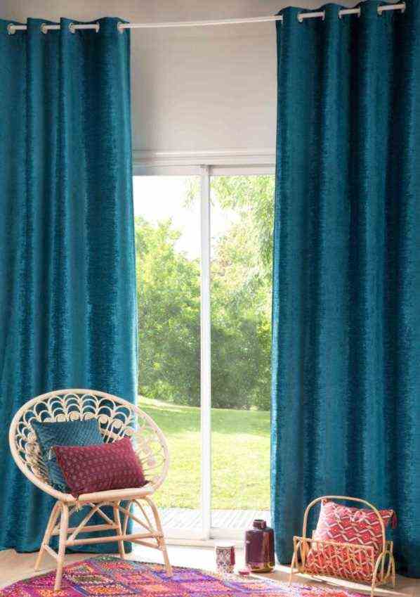   Duck Blue Velvet Curtain 