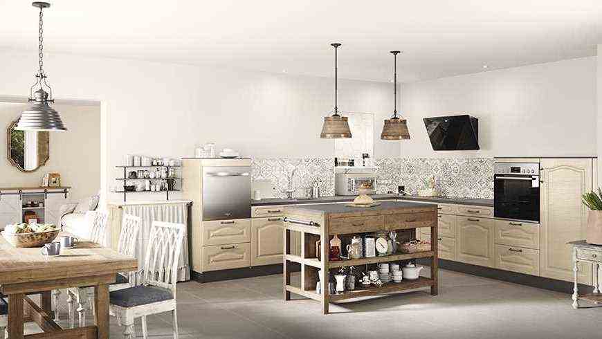 Country chic kitchen and contemporary appliances 