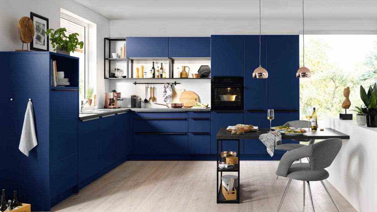 Deep Blue And Black Kitchen -