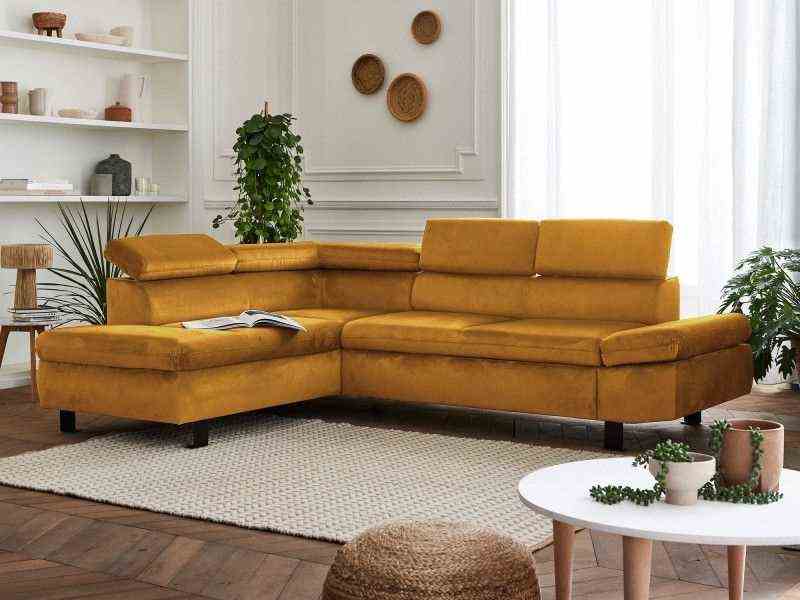   Curry Yellow Sofa White Living Room 