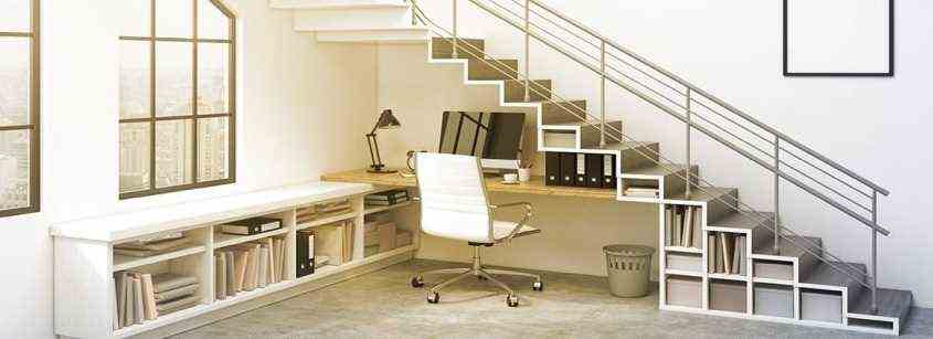 An Office Under The Stairs With Optimized Storage 