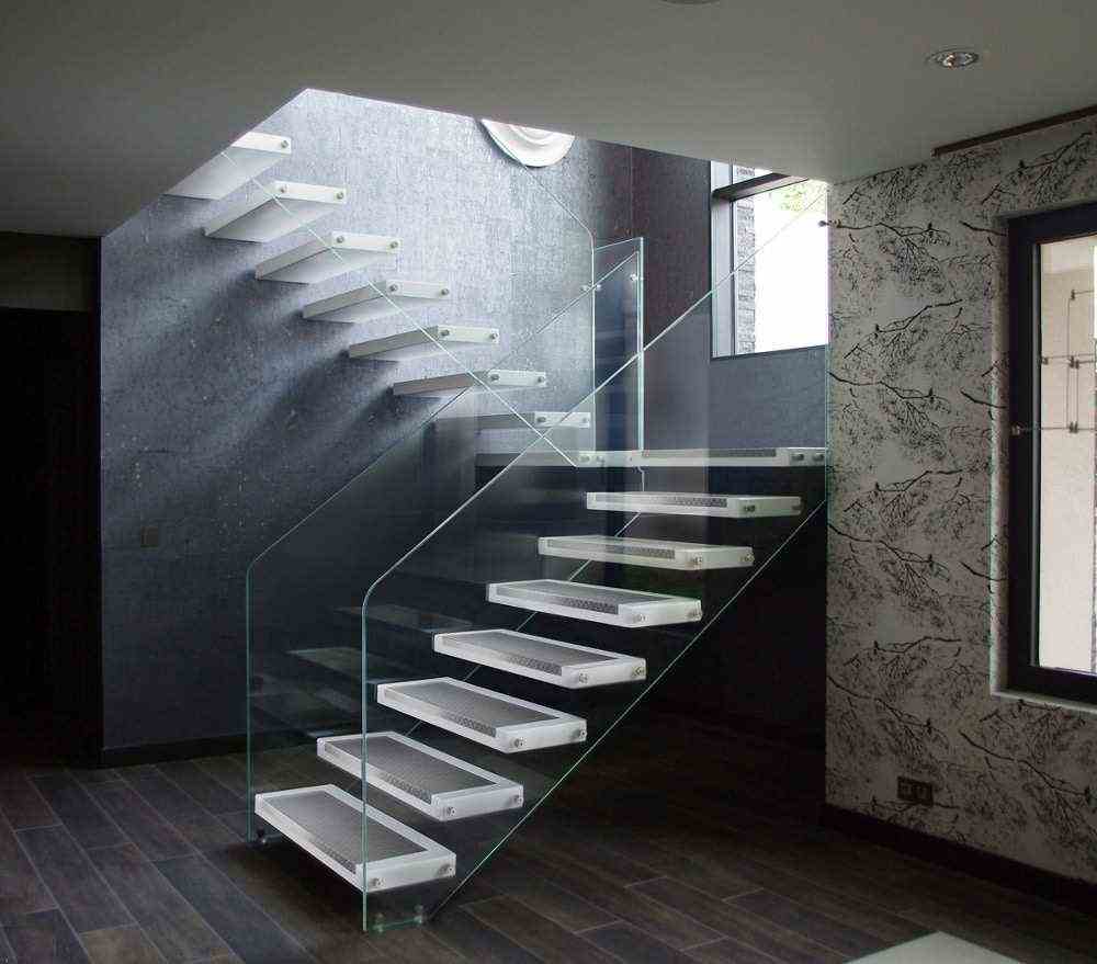 Staircase Without High Tech Risers And Black Parquet 