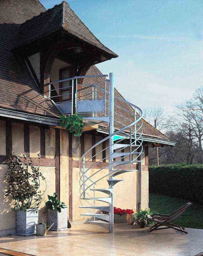 Metal Staircase And Rustic Architecture 