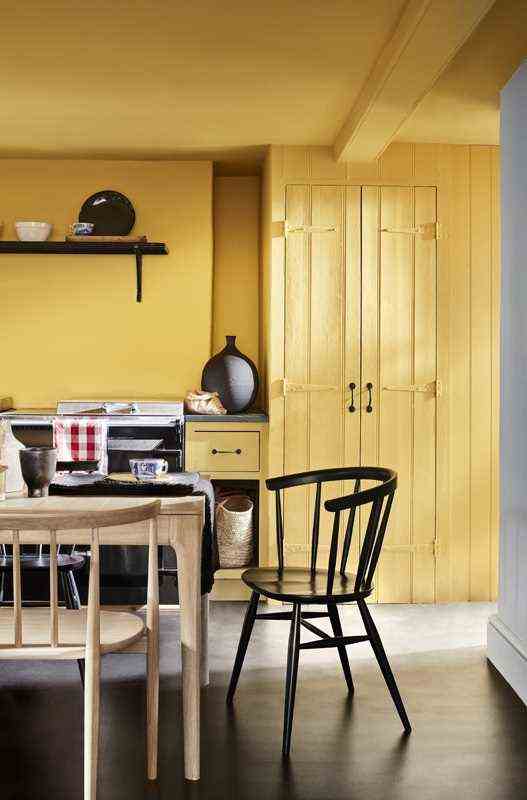 A Closed Kitchen All In Yellow 