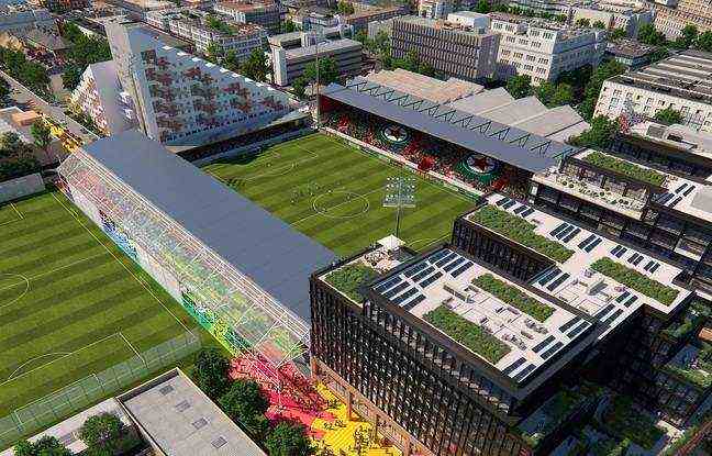 Aerial view of the future Bauer stadium in Saint-Ouen (Seine-Saint-Denis) where the Red Star should play from summer 2024.