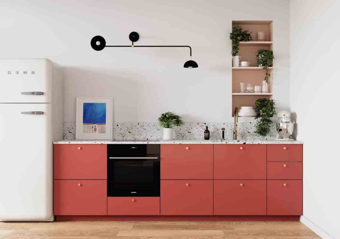 Red Orange Minimalist Kitchen 