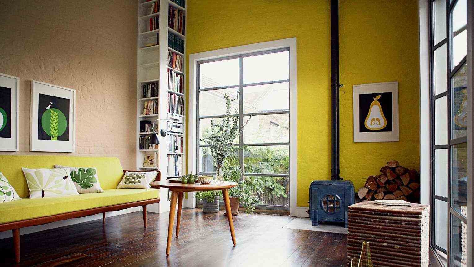 A Yellow Accent Wall To Wake Up The Living Room 
