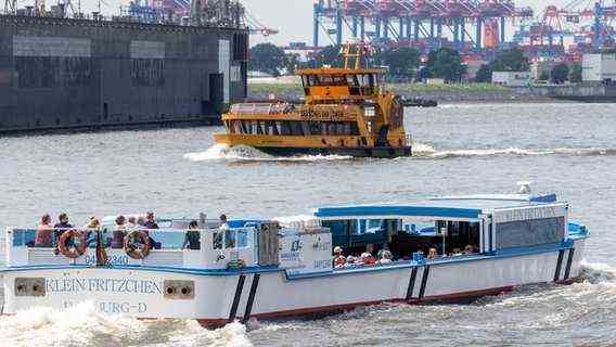 People ride on the launch "Little Fritz" on a harbor tour on the Elbe.  © picture alliance / dpa Photo: Markus Scholz
