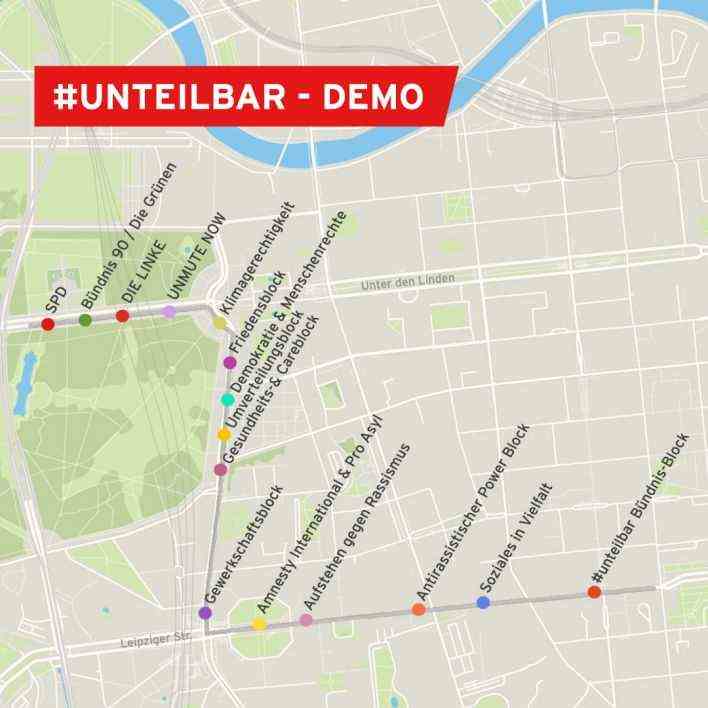 Graphic: Route of the # indivisible demo on September 4th in Berlin.  (Source: rbb24)