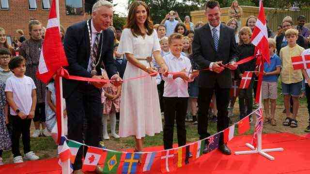 Denmark's Princess Mary opens the first international primary school on the island of Lolland.