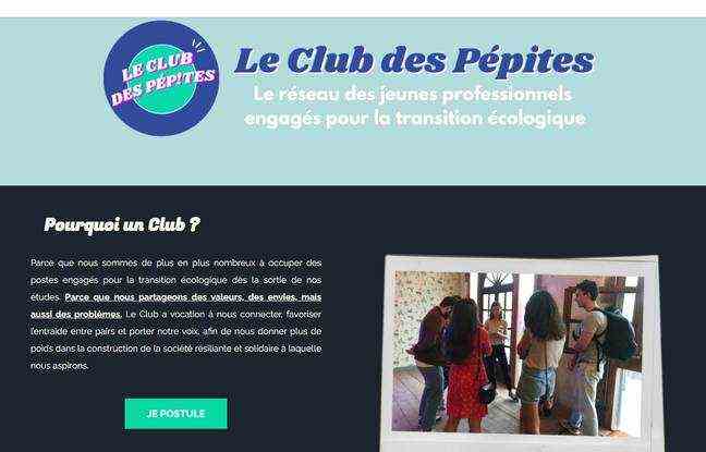The home page of the Pépites Vertes club.