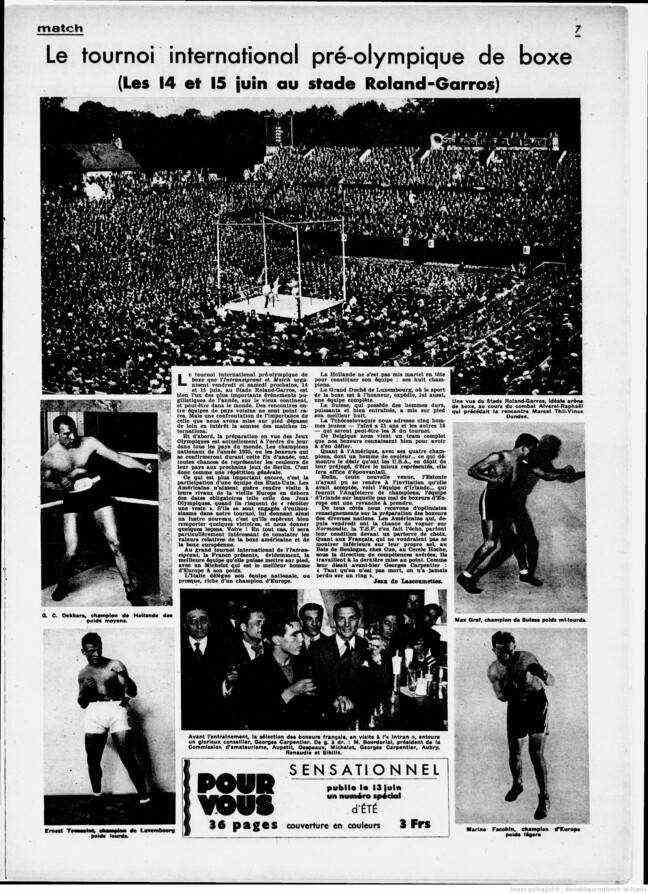 The front page of the sports weekly Match-L'intran, supplement to the newspaper L'Intransigeant, June 11, 1935.