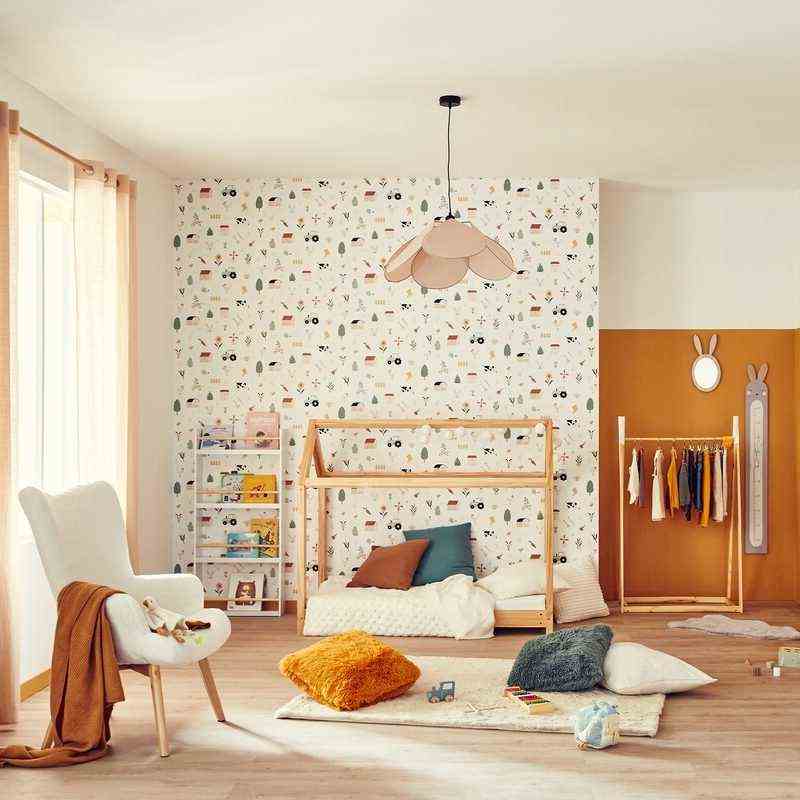 A Simple Life Baked Orange Pattern Ecru Wallpaper 