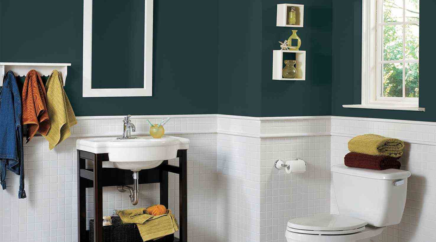 Dark Green In The Bathroom 