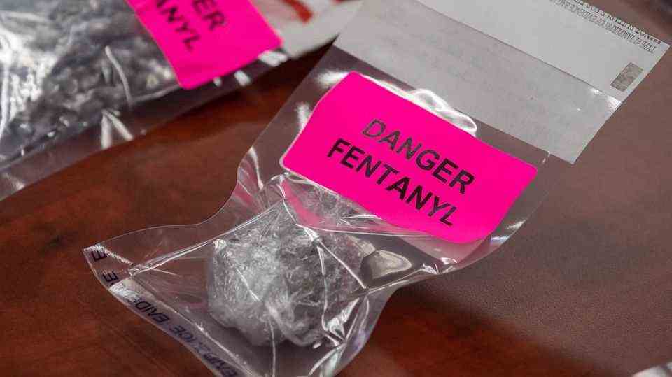 Drug fentanyl in a plastic bag