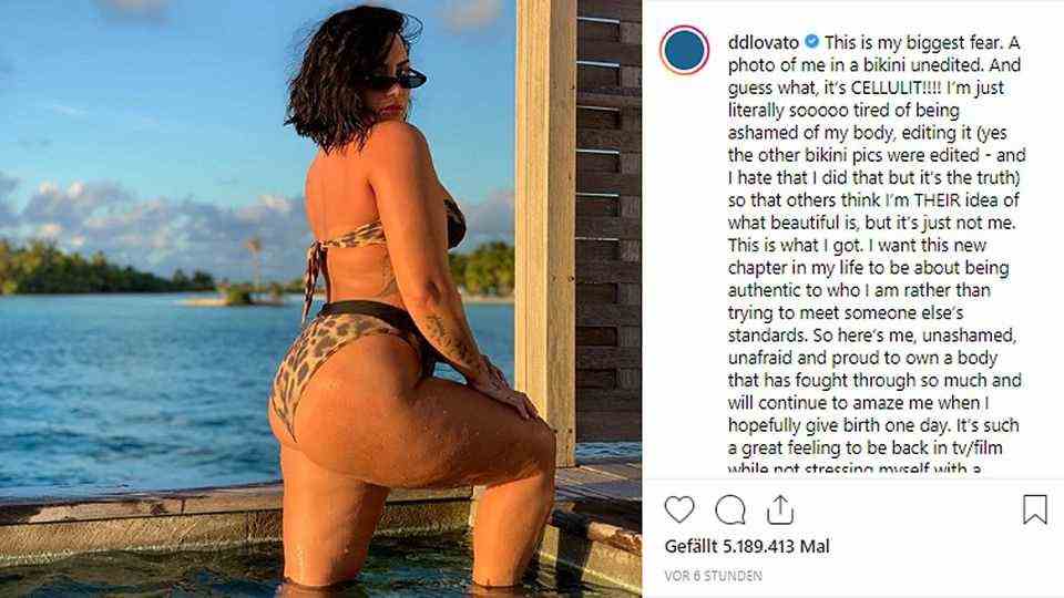Vip News: Demi Lovato stands by her body with cellulite