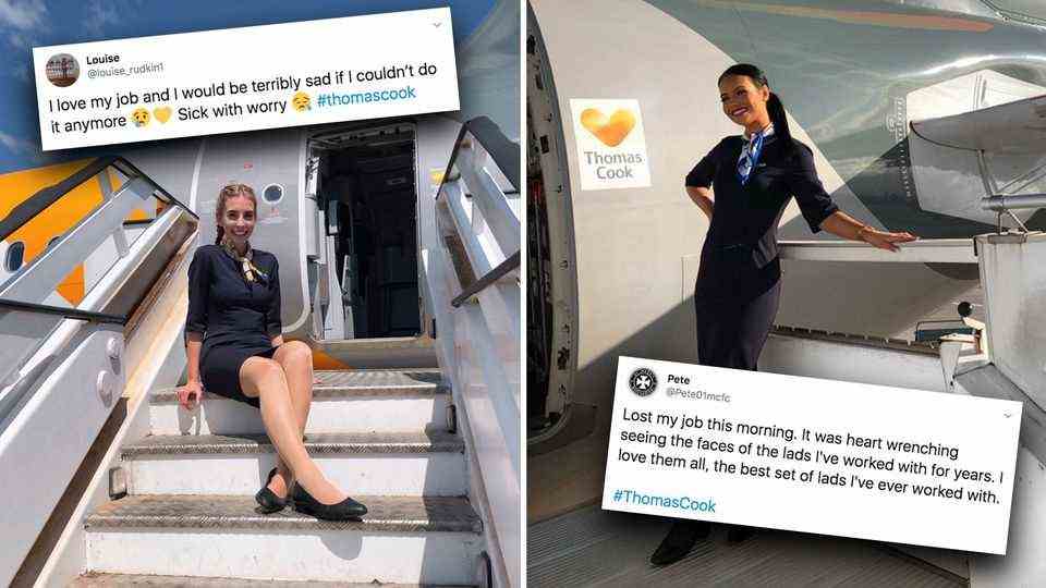Thomas Cook stewardesses are shocked by bankruptcy - and show their grief on Twitter