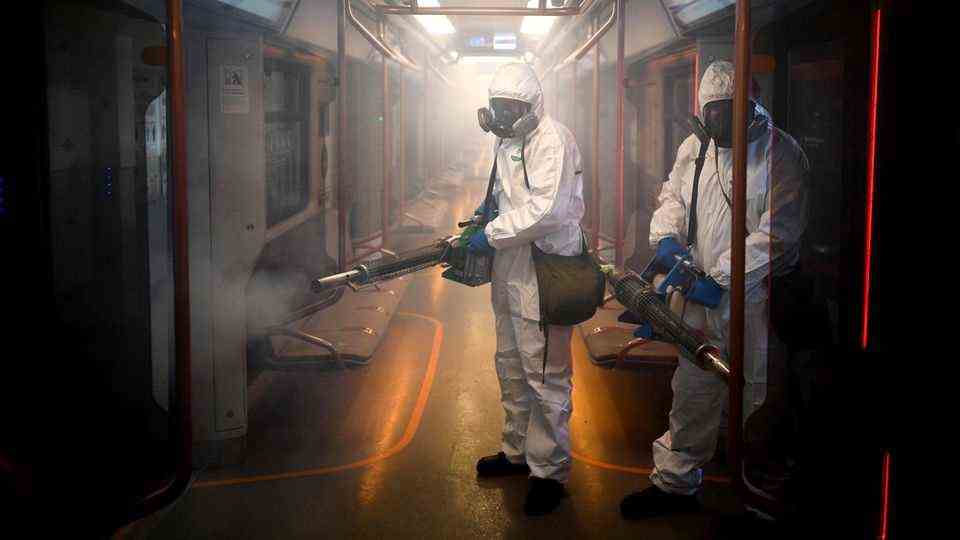 Moscow, Russia: Metro wagons are being disinfected in an attempt to slow the corona pandemic