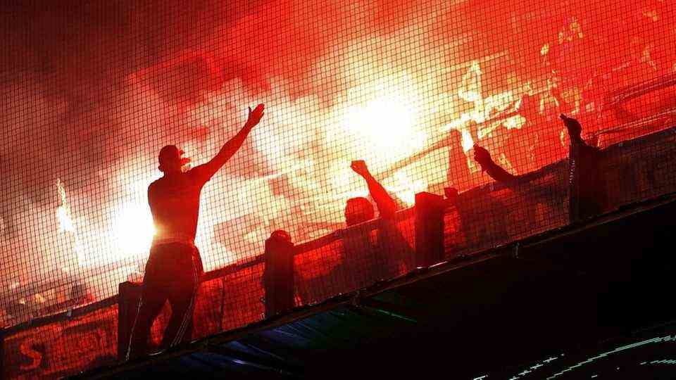 Union Berlin fans during the game against Feyenoord in Rotterdam