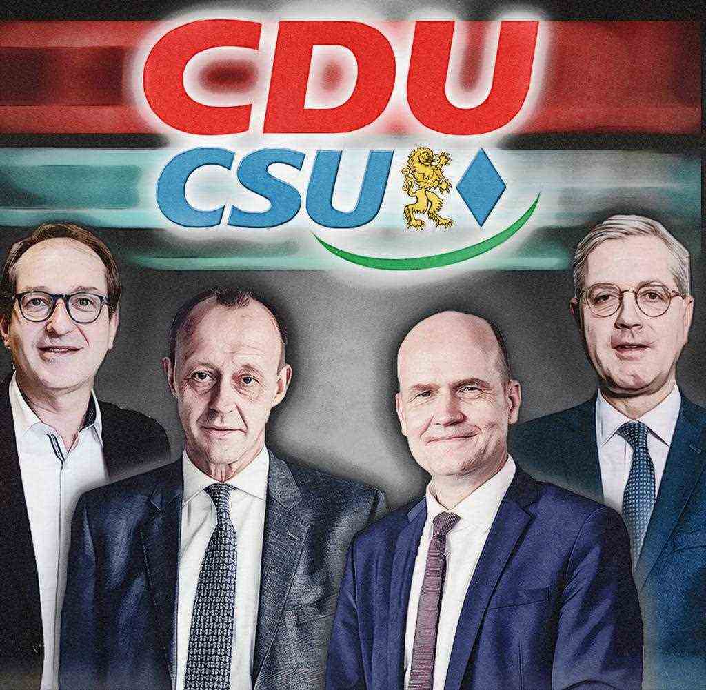 Without a uniform message, the Union stumbles into the opposition (from left): Dobrindt, Merz, Brinkhaus and Röttgen