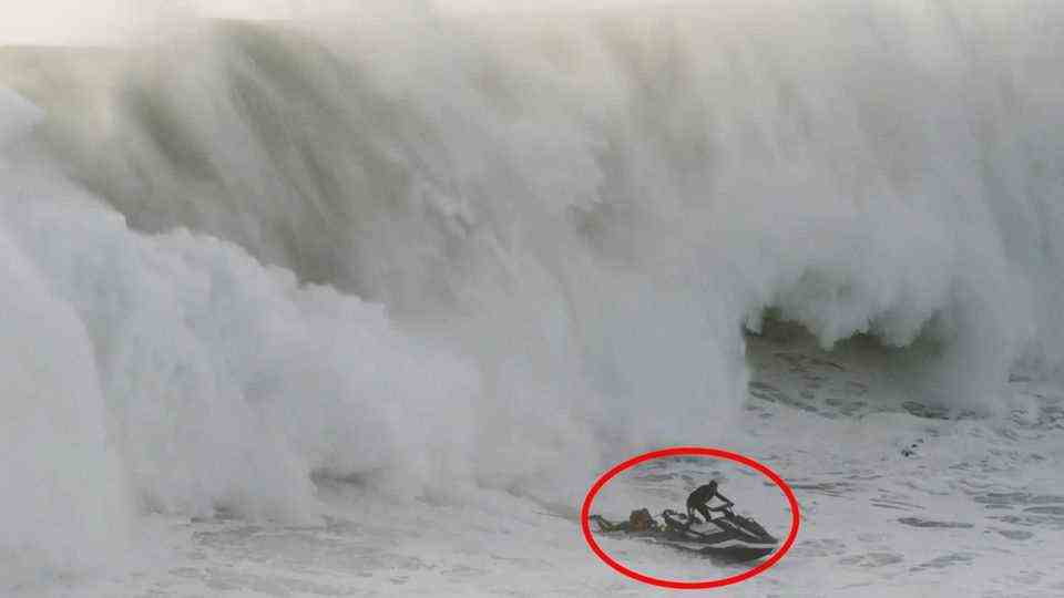 Nazaré: Surfer Rescue by Jet Ski - How do you get out of this monster wave alive?