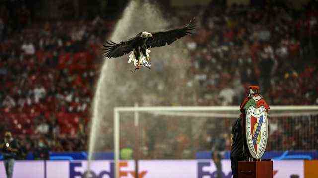 Lisbon, Portugal, 20th Oct 2021: Benfica Eagle arrives before the UEFA Champions League football match between Benfica a;  Eagle