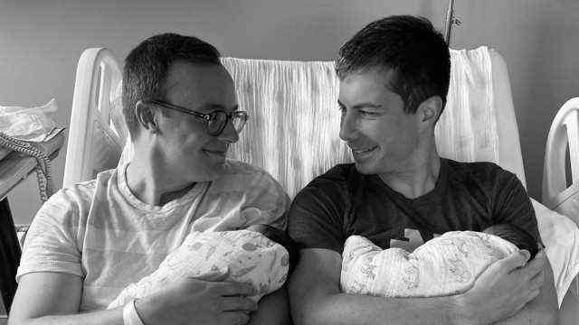 US Transportation Secretary Pete Buttigieg and his husband Chasten introduce their two babies