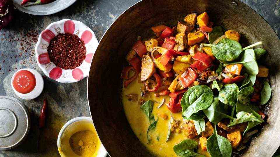 Curry with sweet potato and pumpkin