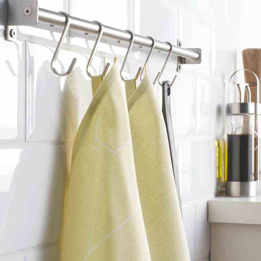 Pastel Yellow Tea Towels White Kitchen 