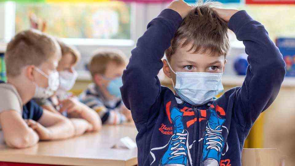 Children with mask in school