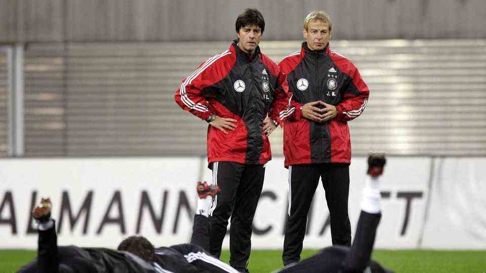 July 30, 2004: The new national coach Jürgen Klinsmann brings his preferred candidate Joachim Löw as assistant coach to the national team.  Klinsmann said that he sees a partner in his assistant coach: "For me he is anything but a hat stand.  I will hand him a lot of responsibility and I am absolutely sure that it is in the right hands with him." 