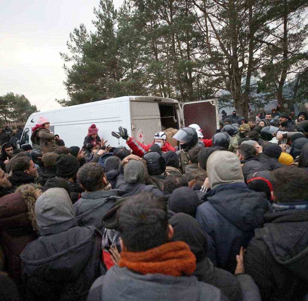 Migrants on the Belarusian-Polish border