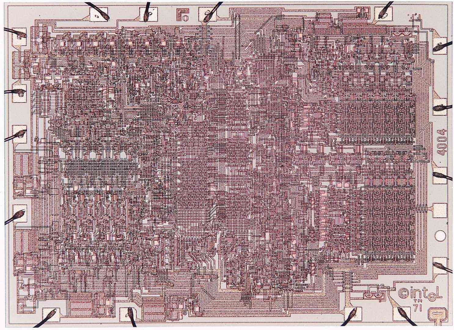 The Intel 4004 with 2,300 transistors