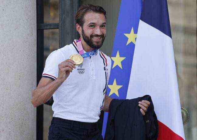Romain Cannone at the Elysee Palace, for Emmanuel Macron's speech to the Olympic athletes, September 13, 2021.